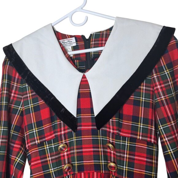 Vintage Talbots Maggy Boutique Tartan Plaid Jumpsuit 4 Sailor Collar 80s Preppy - Picture 3 of 8